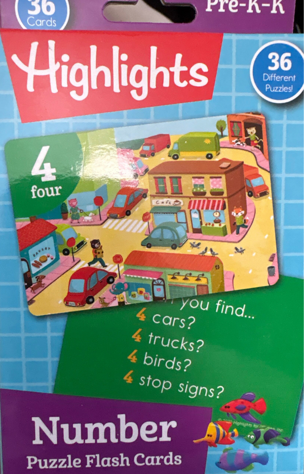 Highlights Math Practice Number Puzzle Flash Cards for Counting Practice