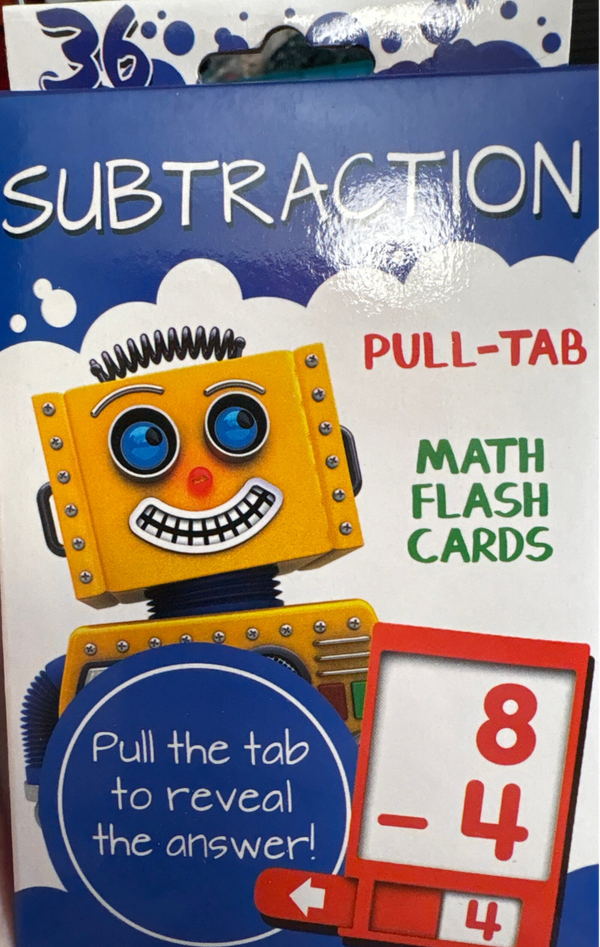 Math Practice Subraction Flash Cards with Pull-Tab feature