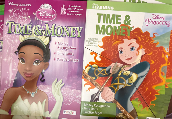 Disney Learning Time and Money activity book - greencover