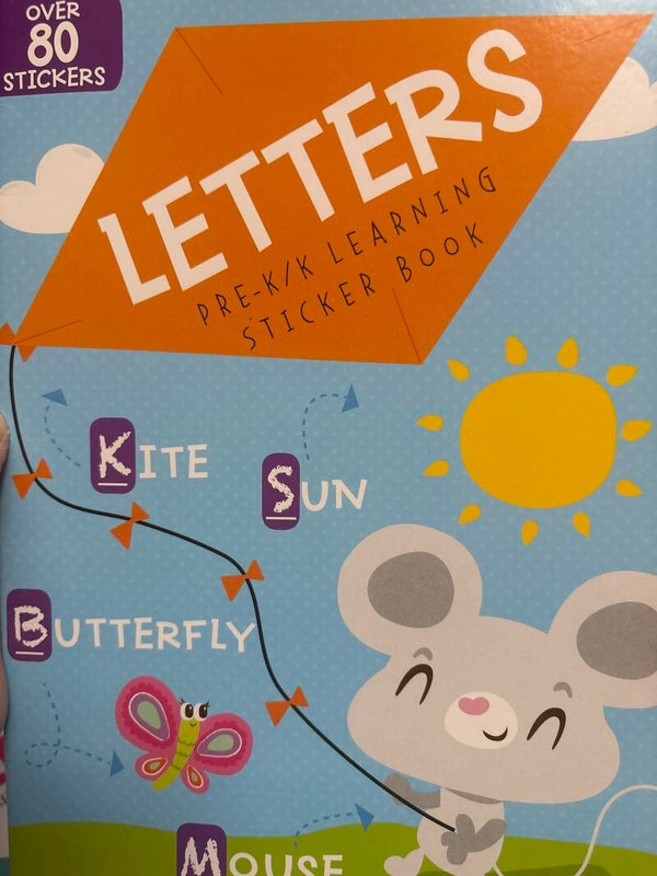 Letters Pre-K/K Learning Sticker Book - Mouse with Kite cover