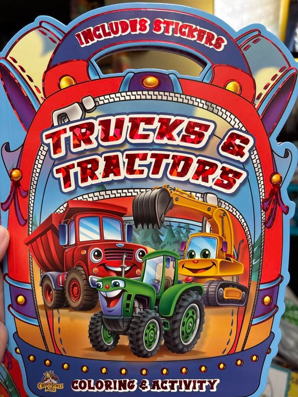 Trucks and Tractors Activity book with stickers
