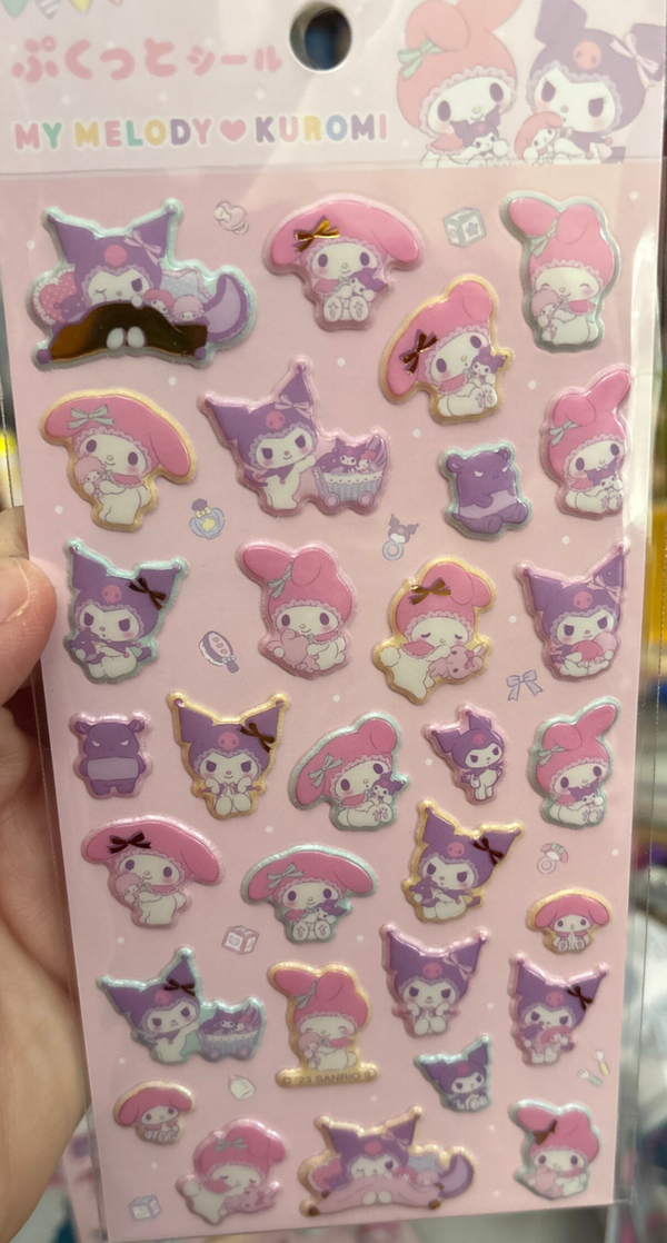 Hello Kitty And Friends Puffy Stickers - My Melody & Kuromi Set
