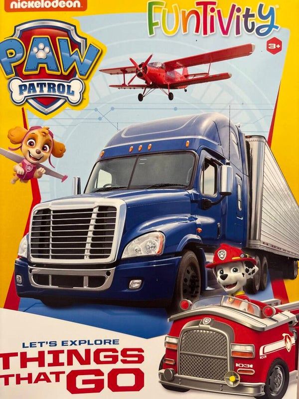 Paw Patrol Let’s Explore Things That Go Funtivity activity book