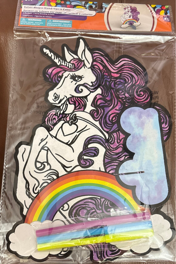 Velvet Shaped Stand-Ups to Color - Unicorn