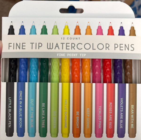 Fine Tip Watercolor Pens Set (12 Count)
