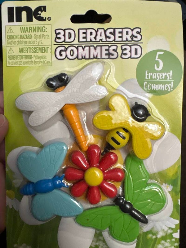 Pack of Shaped Erasers - Insects with Flower