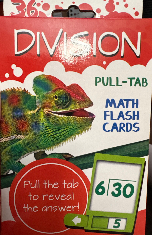 Math Practice Division Flash Cards with Pull-Tab feature