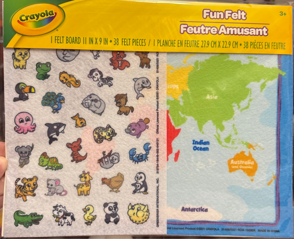 Crayola Fun Felt Wold Continents and Animals Set
