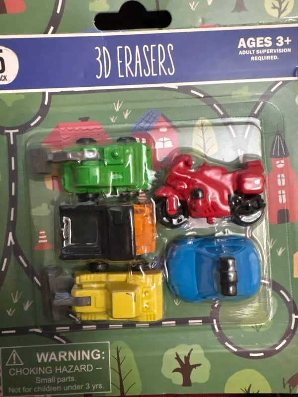 Pack of Shaped Erasers - Vehicles