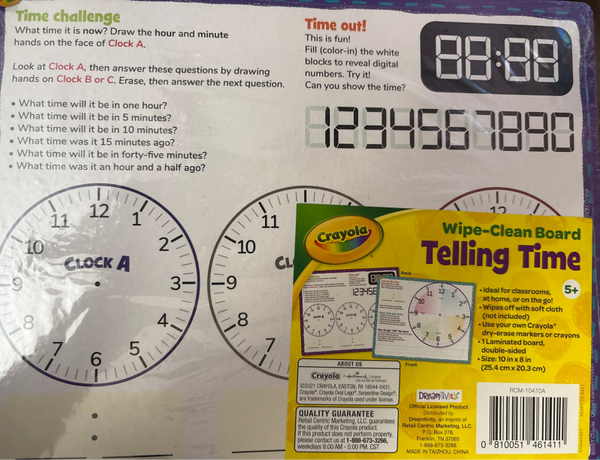 Crayola Wipe-Clean Board  - Telling Time