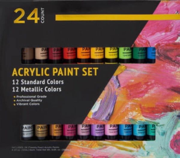 Acrylic Paint Set - Standard & Metallic (24 tubes)