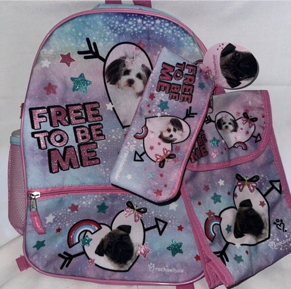 Rachel Hale Free to Be Me Puppy Backpack Set - 4 pieces