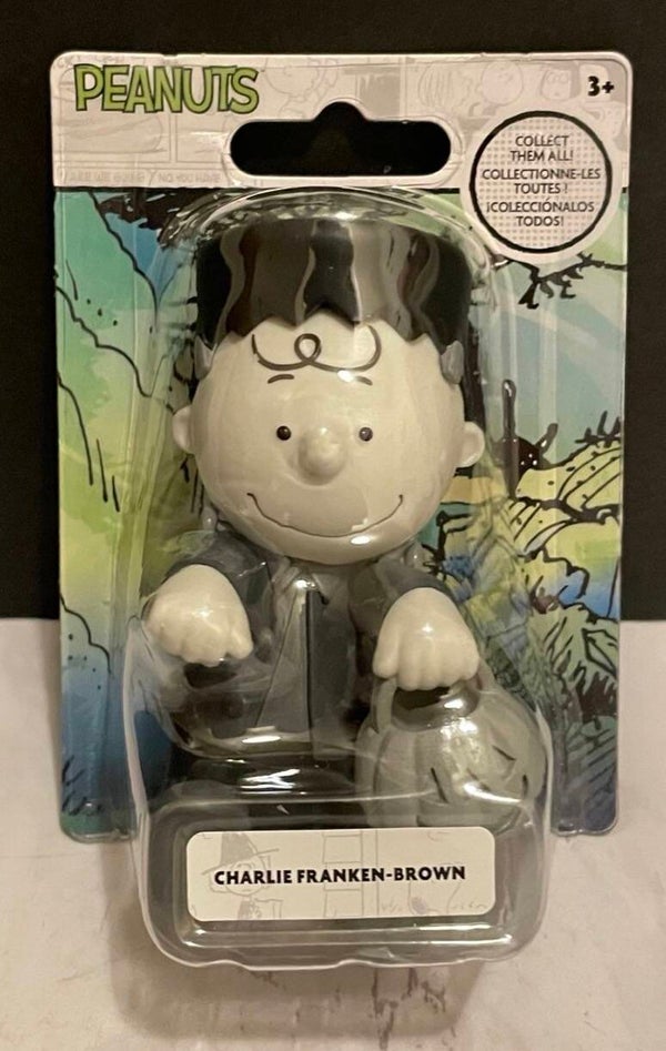 Halloween Peanuts Mini Toy Figure - Charlie Franken-Brown (black and white version)
