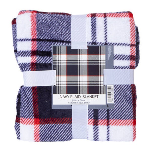 Plush Throw Blanket - Patriotic Plaid (Red, White & Blue)
