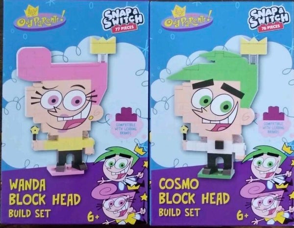 Nickelodeon Fairly Odd Parents Character Block Head Figure Build Sets