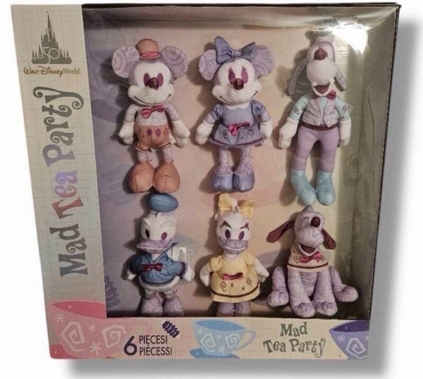 Walt Disney World 50th Anniversary Celebration Mad Tea Party Collectible Plush Toy Set