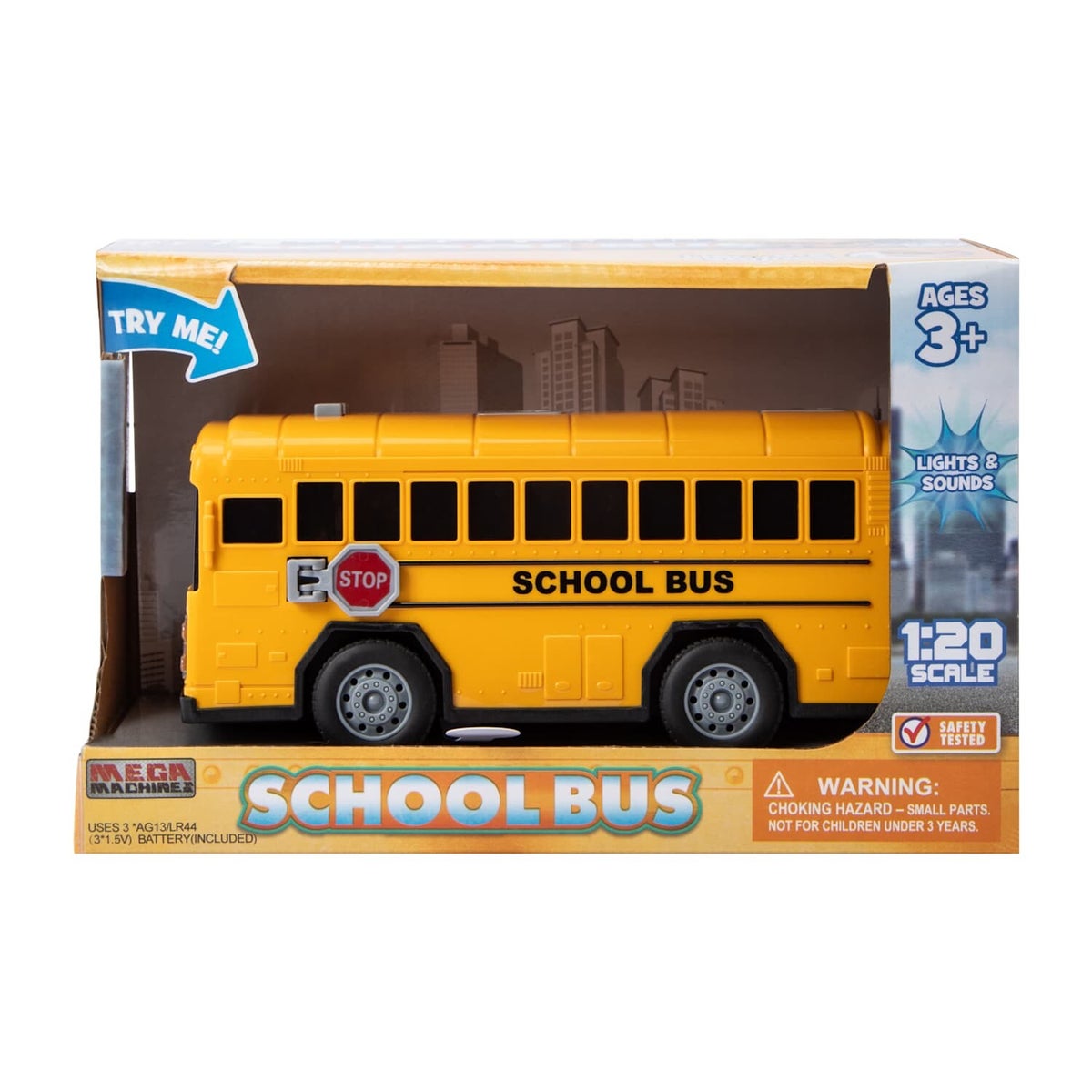 Mega Machines Friction Motor Vehicles with Light & Sounds - School Bus ...