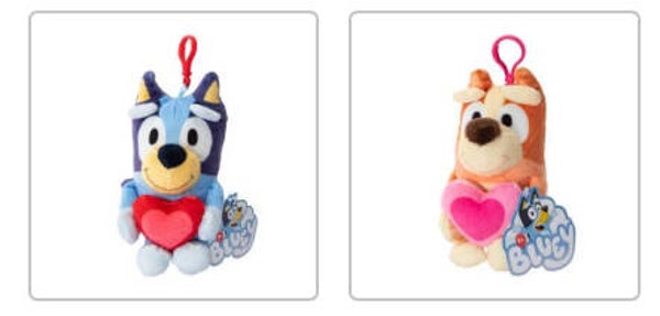 Bluey™ Valentine’s Day Plush Clip Toys - Bingo & Bluey