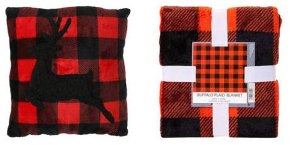 Buffalo Plaid (black & red) Cuddle Bundle - Pillow & Throw Blanket