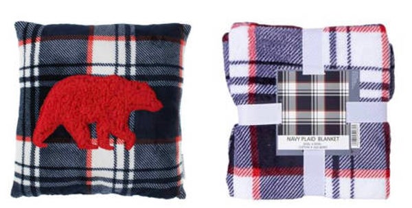 Patriotic Plaid (Red, White & Blue) Cuddle Bundle - throw blanket & pillow