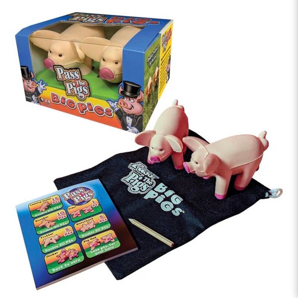 Pass The Pigs Big Pigs by Winning Moves Games USA, Hysterical Pig-Dice Rolling Game with Oversized Foam Pigs for 2+ Players, Ages 8 +