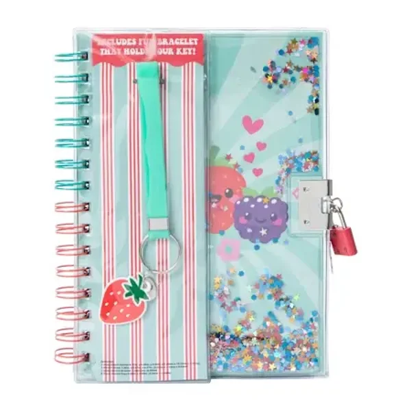 Glittery Journal with Lock & Key - Berries