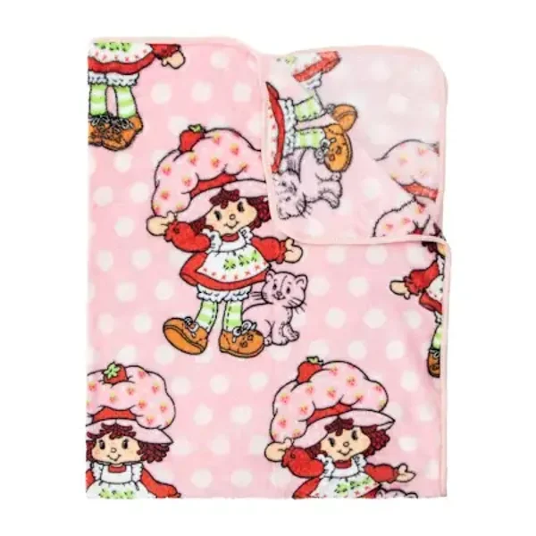 Strawberry Shortcake - Polka Dots & Custard Kitty throw blanket