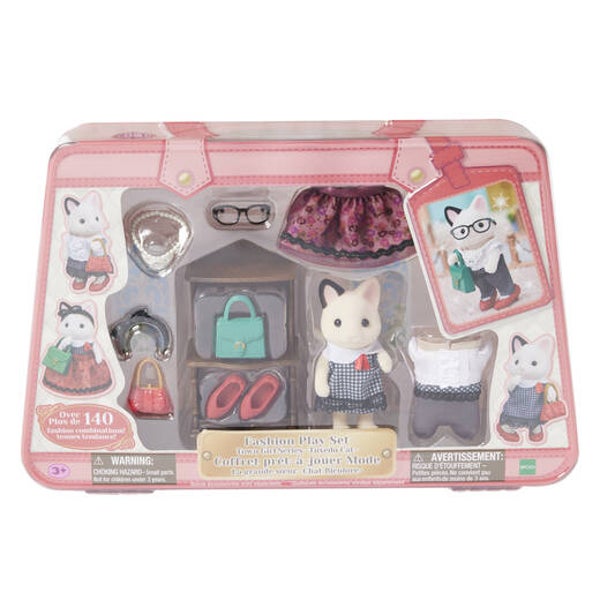 Calico Critters® Town Girl Series Tuxedo Cat  Flocked Figure Fashion play set