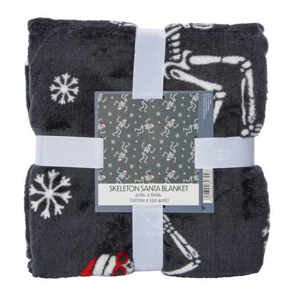 Plush Throw Blanket -  Santa Skeletons
