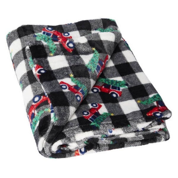 Plush Throw Blanket -  Holiday Truck
