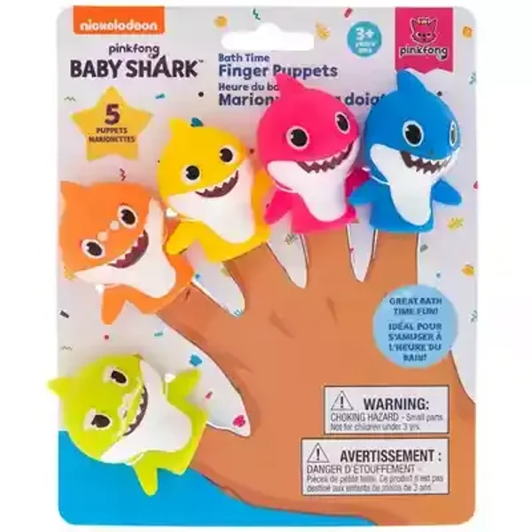 Bath Time Finger Puppets - Baby Shark (5-Piece)