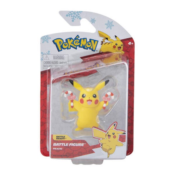 Pokemon™ Holiday Battle Figure - Pikachu holding candy canes