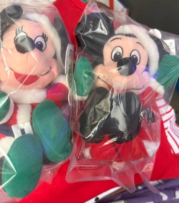 Disney Winter Holidays Christmas Pair - Minnie & Mickey Mouse bean bag plush toys