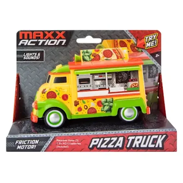 Maxx Action Friction Motor Vehicles with Lights & Sounds - Pizza Truck
