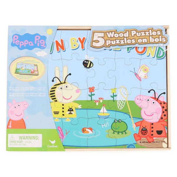 Peppa Pig - Wooden Puzzles in Box (5 puzzles per set)