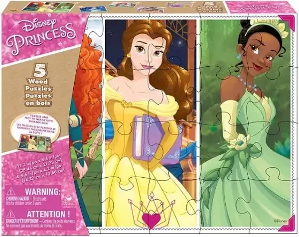 Disney Princesses - Wooden Puzzles in Box (5 puzzles per set)