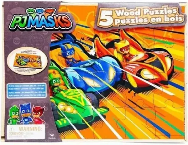 PJ Masks - Wooden Puzzles in Box (5 puzzles per set)