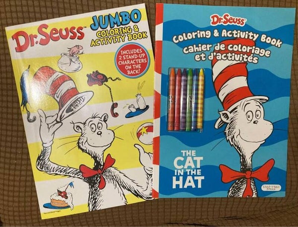 Pair of Dr. Seuss Activity Coloring Books (includes crayons)