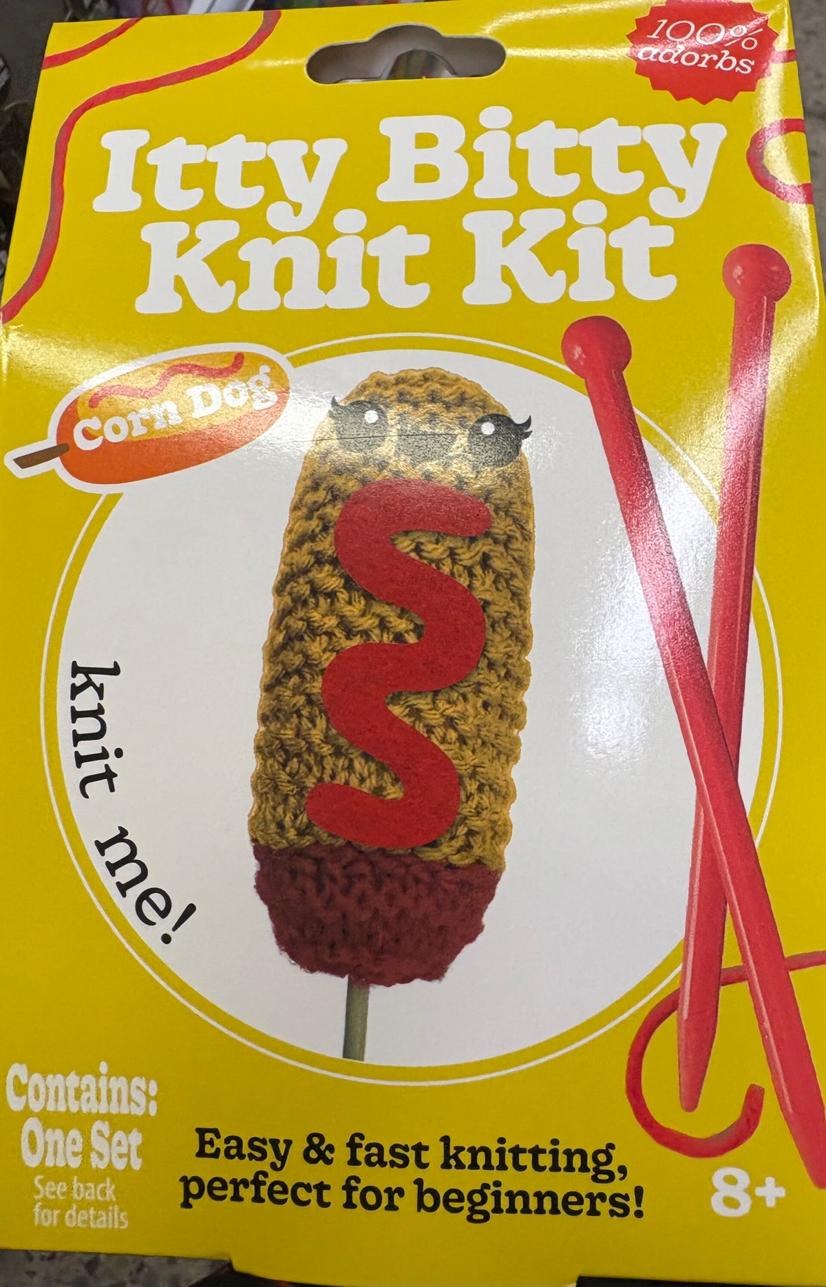 Itty Bitty Knit Kit For Beginners - Corn Dog the Corn Dog 