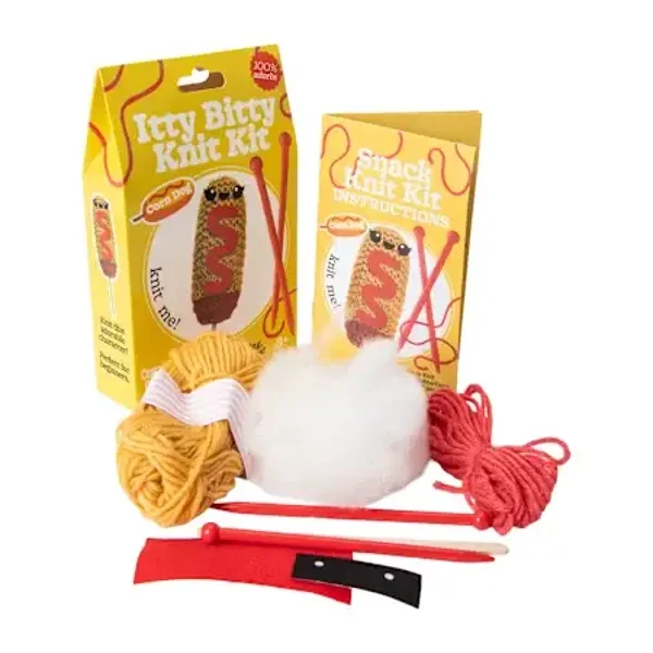 Itty Bitty Knit Kit For Beginners - Corn Dog the Corn Dog