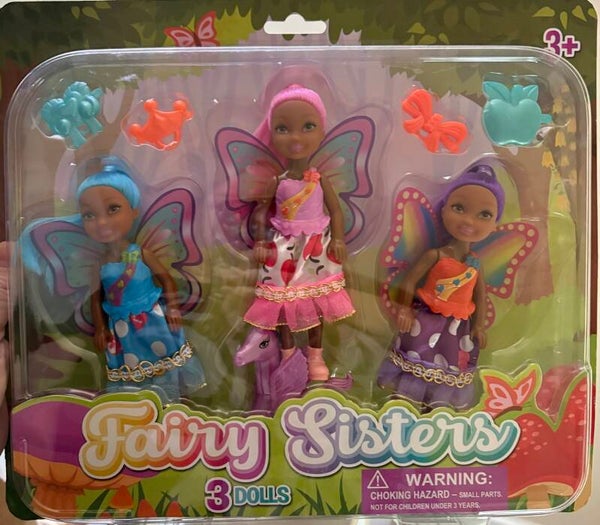 Set of 3 Mythical Sisters Fairy Sisters (dark skin)
