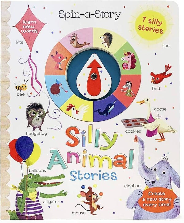 Silly Animal Stories - an interactive board book featuring a spinner