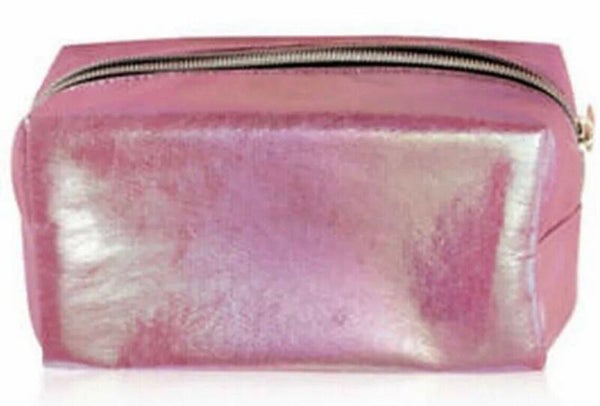 Rectangular Shaped Pink Holographic Pouch or Cosmetic Bag