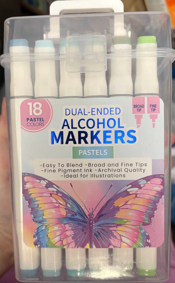 Quick Drying Dual-Ended Alcohol Markers - pastel colors (18 markers)