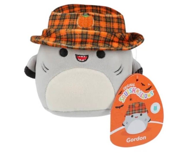 Squishmallows Halloween Squad Gordon the Shark in Halloween Hat plush toy