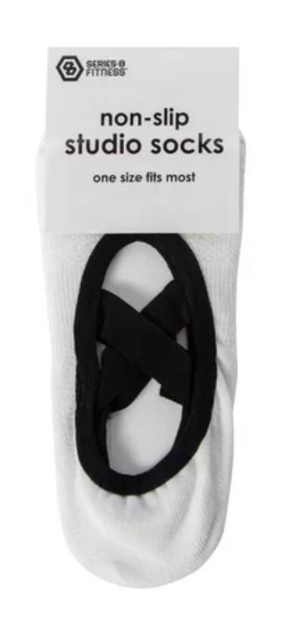 Series-8 Fitness™ Non-Slip Fitness Socks for Yoga and Pilates- white