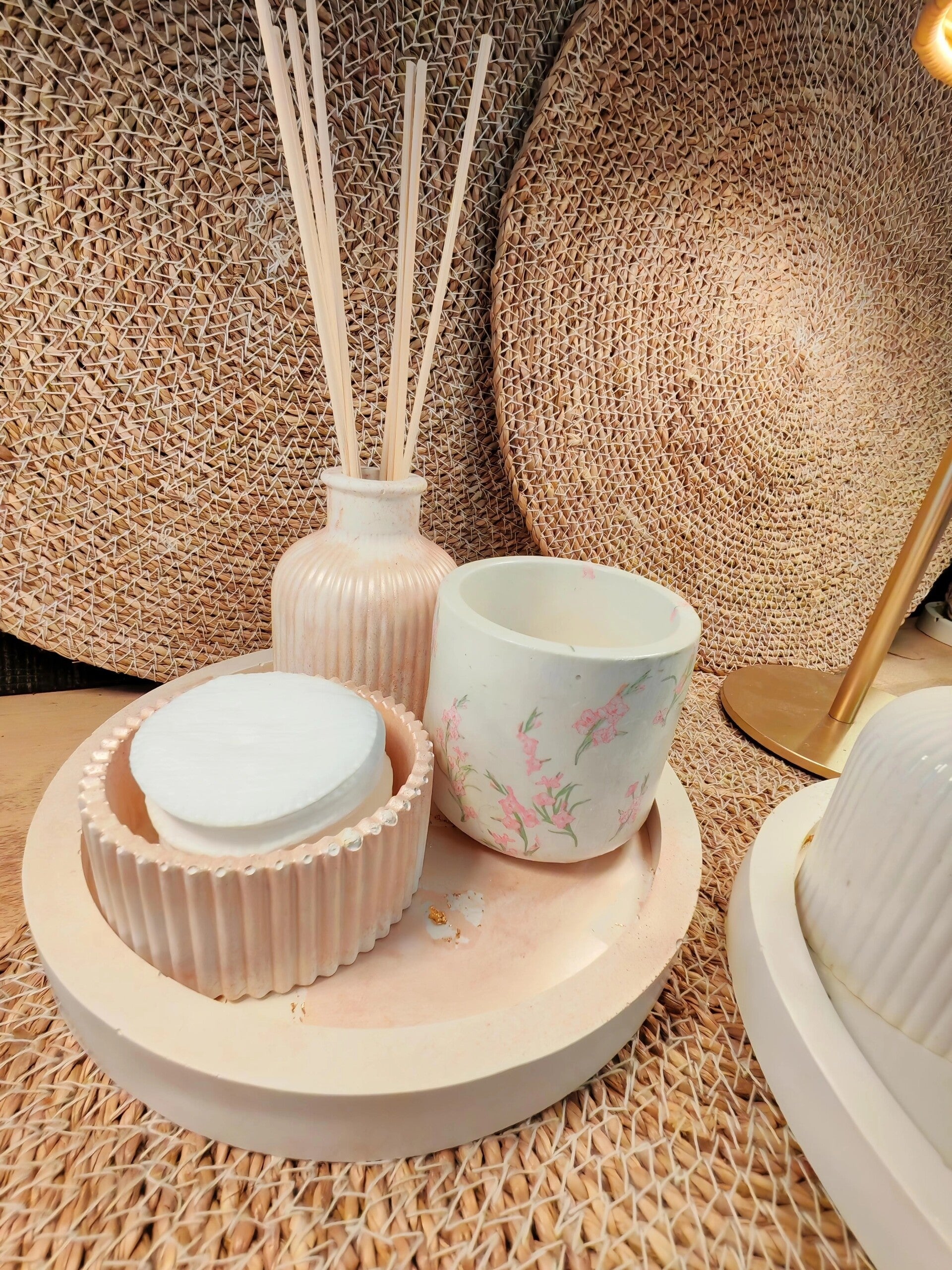 Grand plateau déco rose nacrée