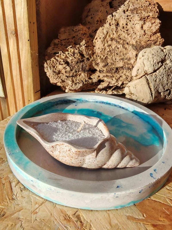 Balade en mer - Plateau bougies sable fiole de parfum 3ml monoï