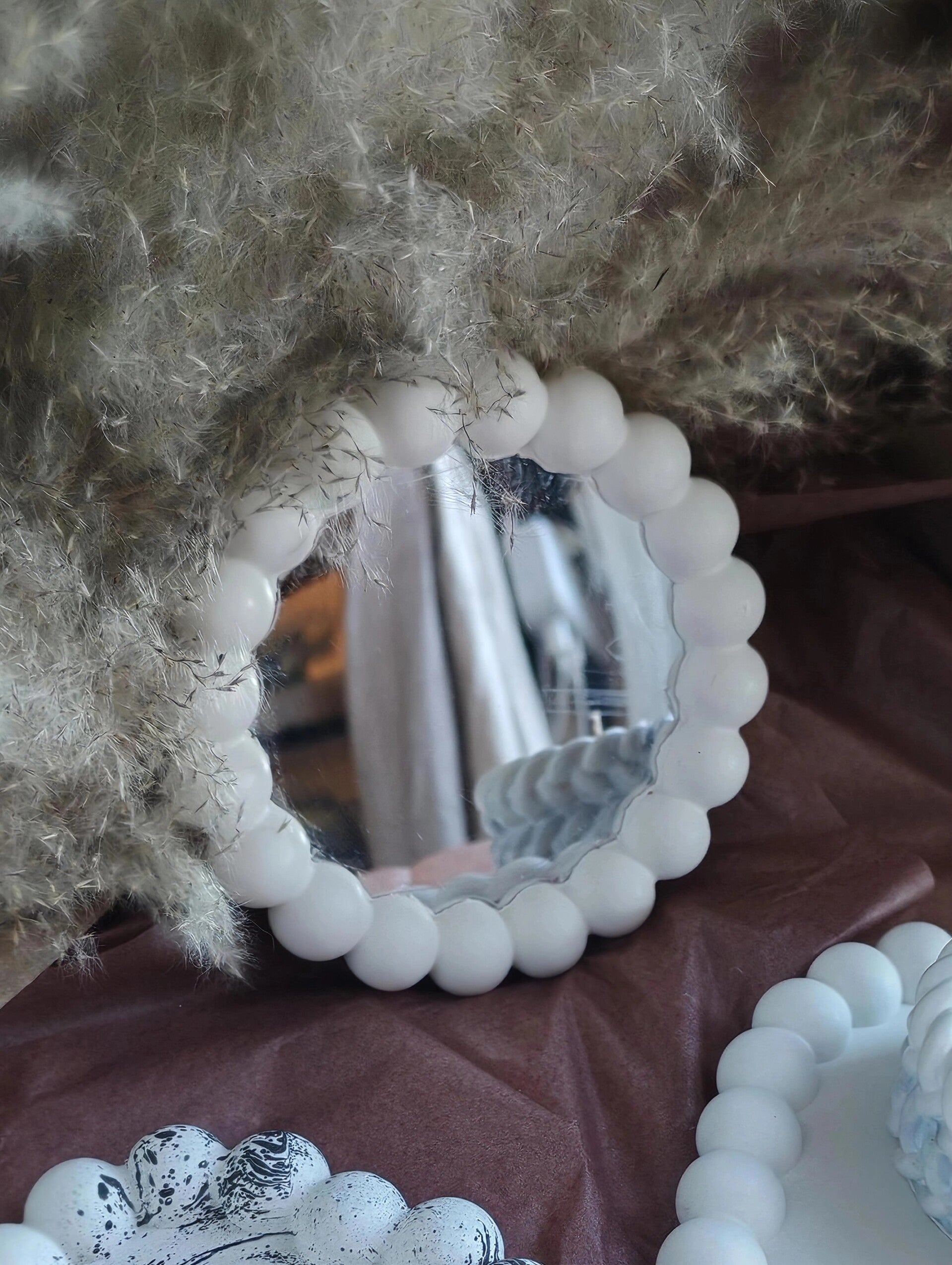 Miroir jesmonite blanc