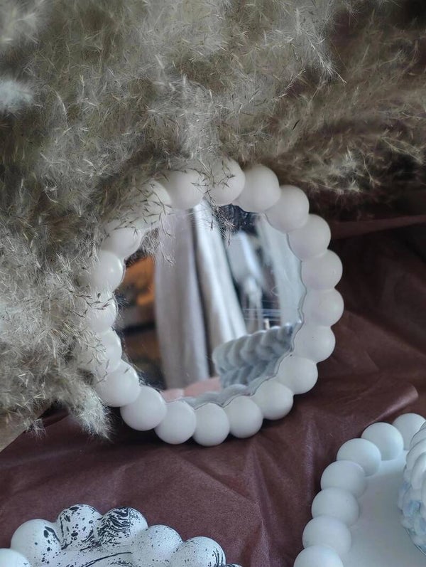 Miroir jesmonite blanc
